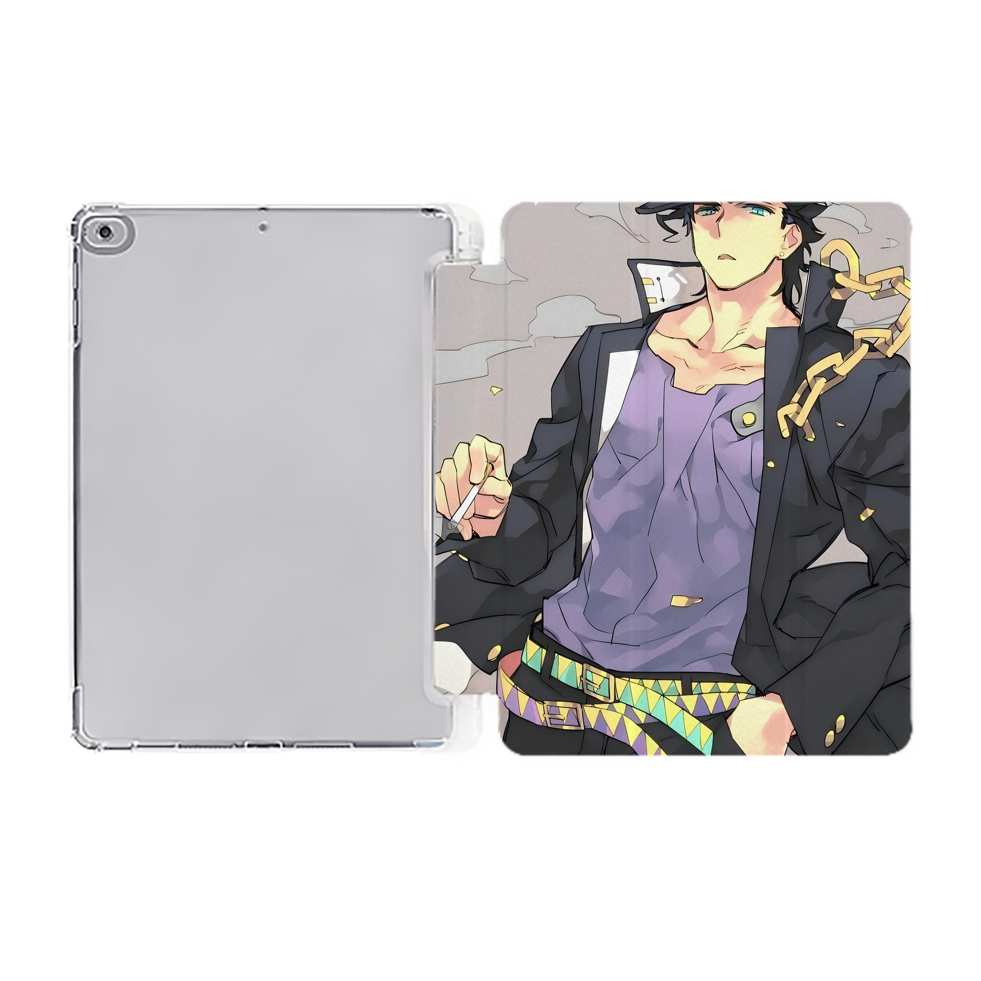 （画像用） ジョジョの奇妙な冒険 JoJo's Bizarre Adventure IPad ケース ペン収納付き 三つ折りスタンド PUレザー×シリコン 対応機種9.5/10.5/10.9インチ